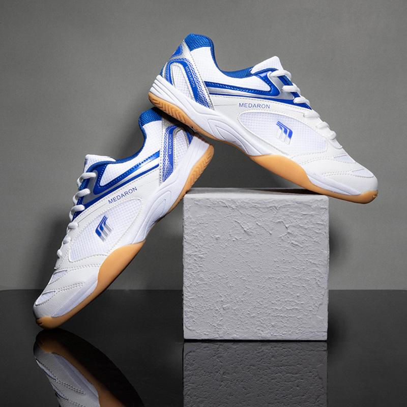EU35-45 White-Red Breathable Table Tennis Shoes for Men Women Luxury Volleyball Footwears Non-slip Badminton Sport Sneakers