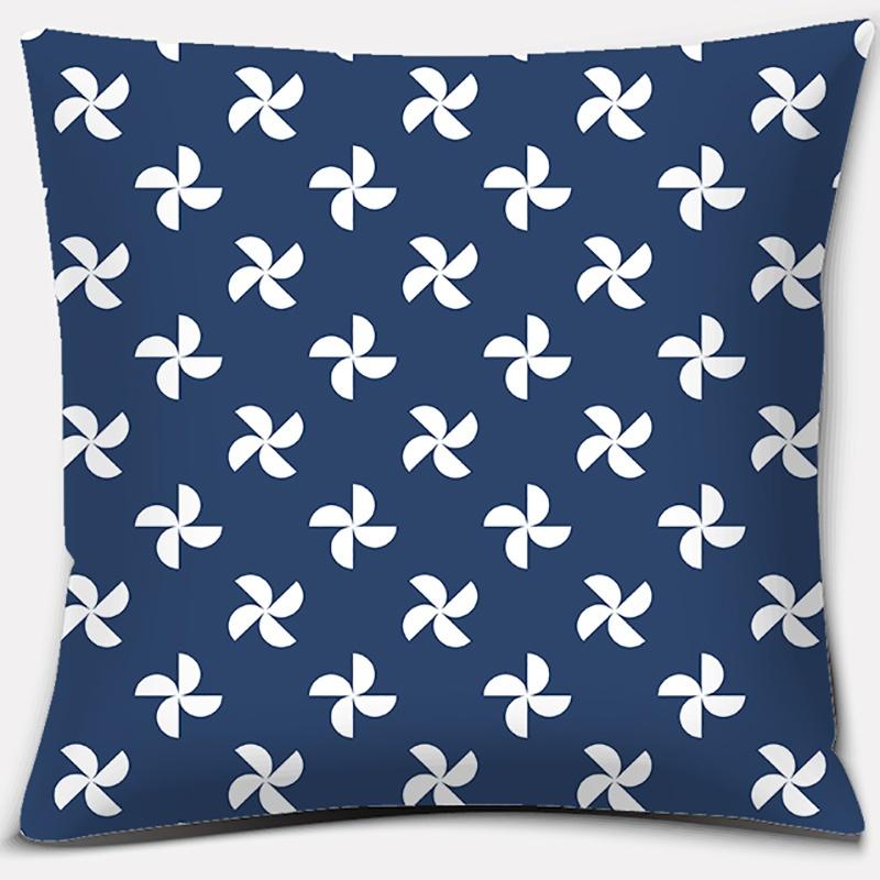 Geometric Collection Dark Blue Pattern Home Decor Pillowcase Square   Office