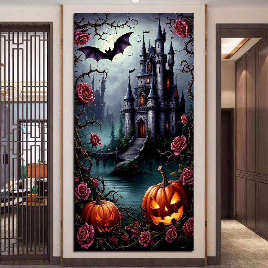 Schloss Fledermaus Kürbis Große Größe Diamantmalerei Tiere DIY Voll Quadratisch Rundbohrer Strassstickerei Rose Mosaik Kreuzstich-Sets Wanddekoration