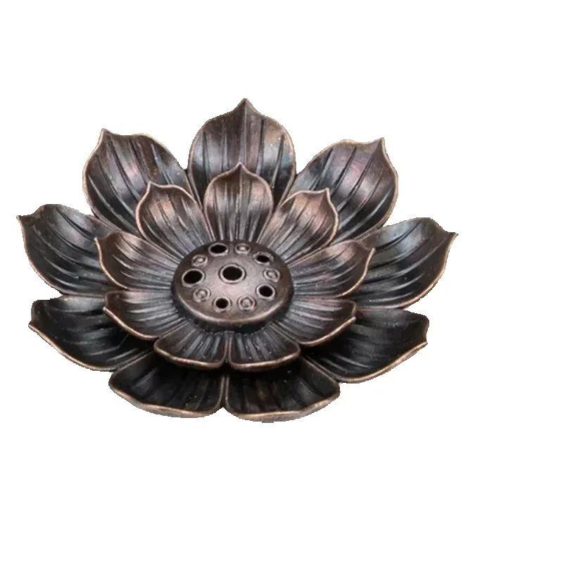 New 1PC Alloy Incense Burner Stick Holder Plate Buddhism Lotus Censer Bronze Nasturtium Incense Burner