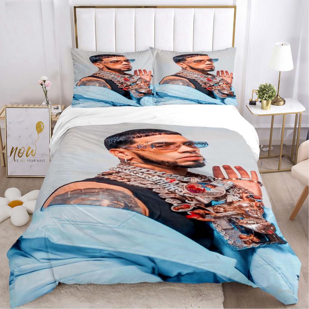 Anuel AA Rapper Hip Hop Singer All Season Duvet Cover Bedding Set Soft Quilt Cover and Pillowcases Teen Single_Double_Queen_King