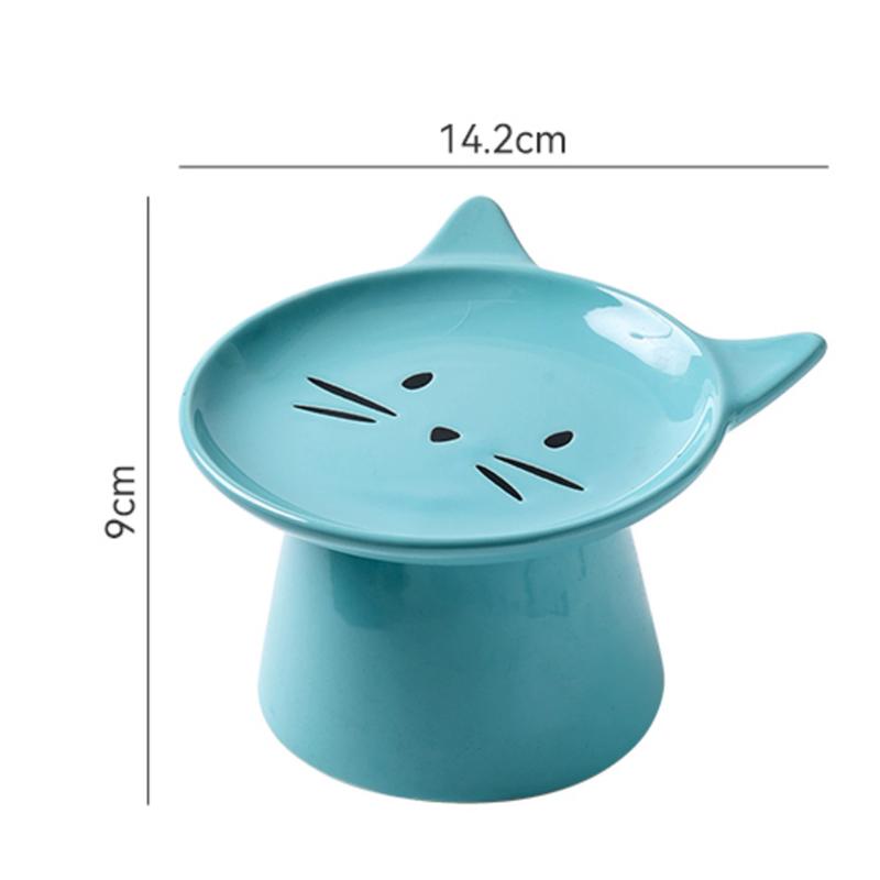 Ceramic Cat Shape High Footed Bowls for Pet Cervical Vertebra Protection Drinking Food Plate Large Caliber Cat Bowl Supplies 1Pc