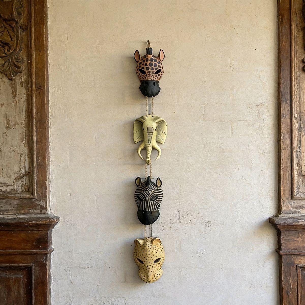 

Creative Wild Style Wall Decoration African Resin Animal Mask Wall Accessories Kindergarten Hanging 3D Wall Stickers Mural Decor