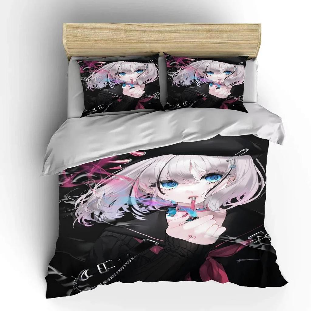 Japanese 3D Anime Moe Double Bed Duvet Cover Luxury European Bedding Sets Soft Pillow Cases Home Textiles