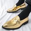 Gold Green White Pointed Patent Leather Casual Shoes For Men Brand Designer Monk Strap Loafers Wedding Dress Homecoming Footwear