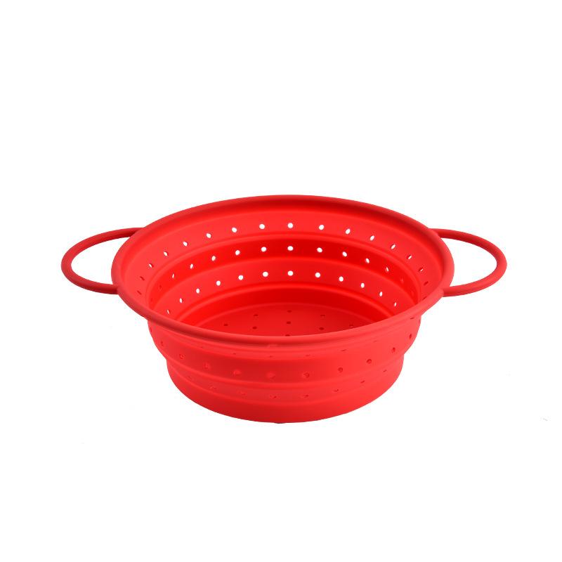 High-Temperature Resistant Silicone Foldable Kitchen Draining Basket for Washing Fruits and Vegetables