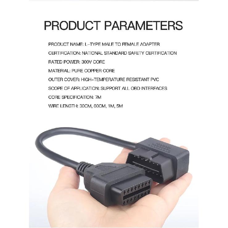 Jieyuan OBD16-Pin Male To Female Conversion Cable OBD2 Extension Cable Connector Adapter Used For Diagnostic Tools