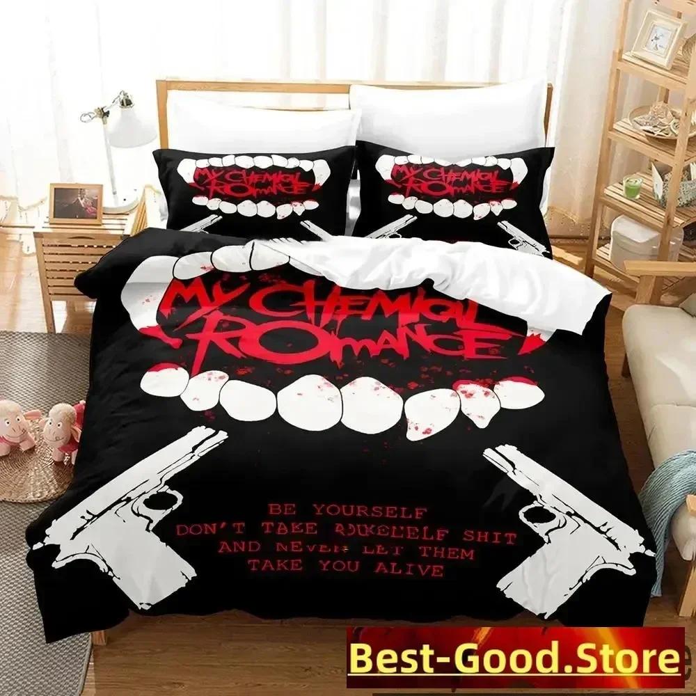 

3D Print My Chemical Romance Bedding Set Duvet Cover Sheet Printed Bed Set Pillowcase Bed Full Queen King Size Comforter Bedroom 135x200cm