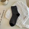 Damen Neue Frühling und Sommer Reine Baumwolle Schweißabsorbierend Atmungsaktiv Nahtlos Gestreifte Kniestrümpfe