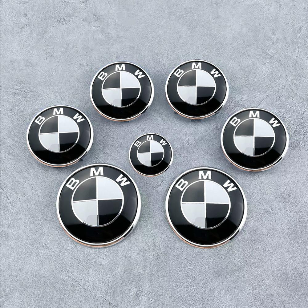 7Pcs car wheel center caps Blue-white Hood Emblem Rear Trunk logo For BMW mini E36 E46 F20 E90 E30 E91 F10 F30 X5 X3 accessories