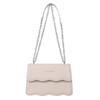 Korean Style Small Square Women's Crossbody Bag - 2025 Solid Color, Wave Pattern, Chain Shoulder, Simple Fashion.