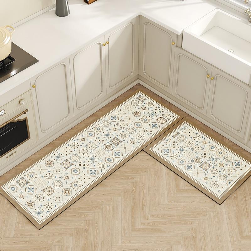 

Kitchen Rug Pvc Waterproof Anti-slip Floor Mat Long Brown Plaid Carpet Home Decoration Rugs 1pc 50x80cm-A15535