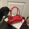 Korean Style Polka Dot Purse Mini Barrel Crossbody Bag for Women Top Handle Handbag for Daily Outings
