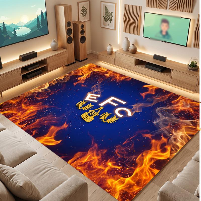 Tappeto in Velluto di Cristallo con Stampa Calcio Everton, Comodo Assorbente d'Acqua Antiscivolo Tappeto per Pavimenti Interni