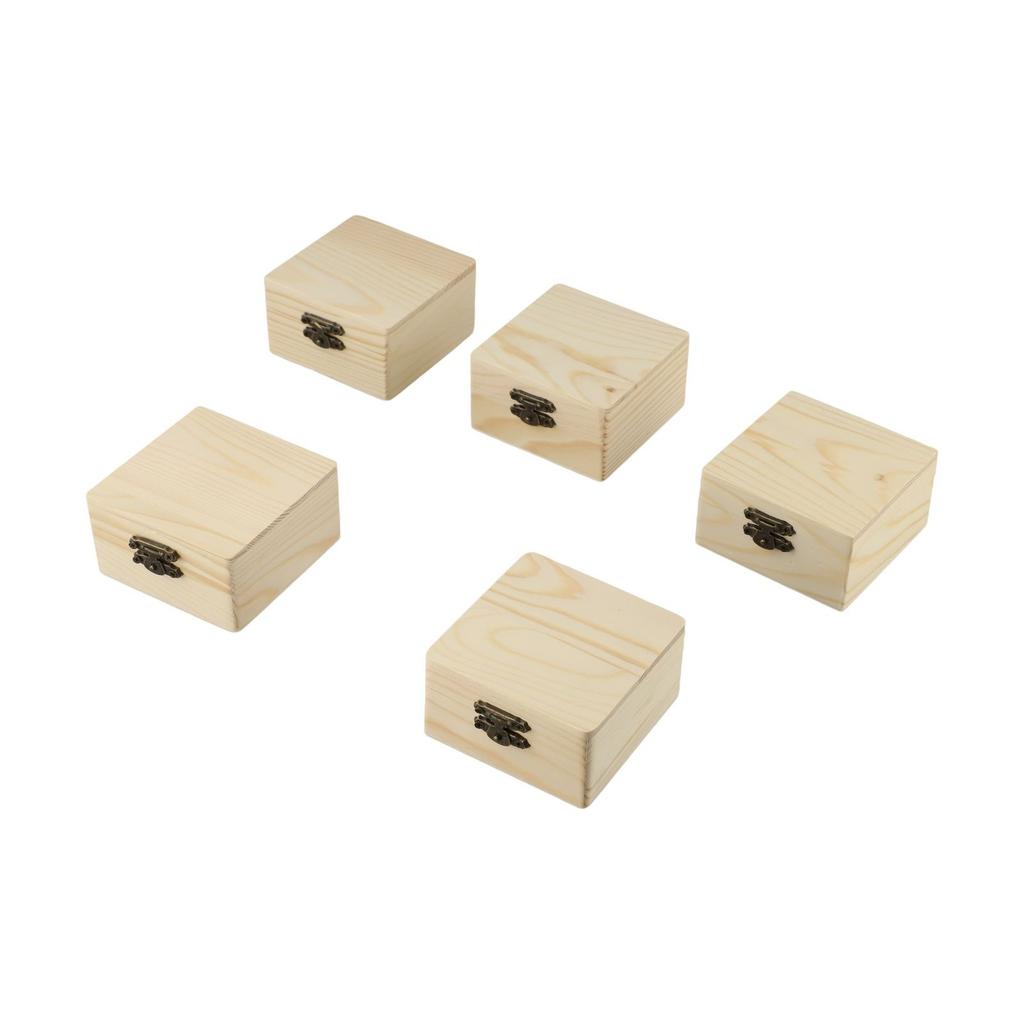 Functional Flip Top Wooden Boxes 5PCS Great for Storing Small Treasures
