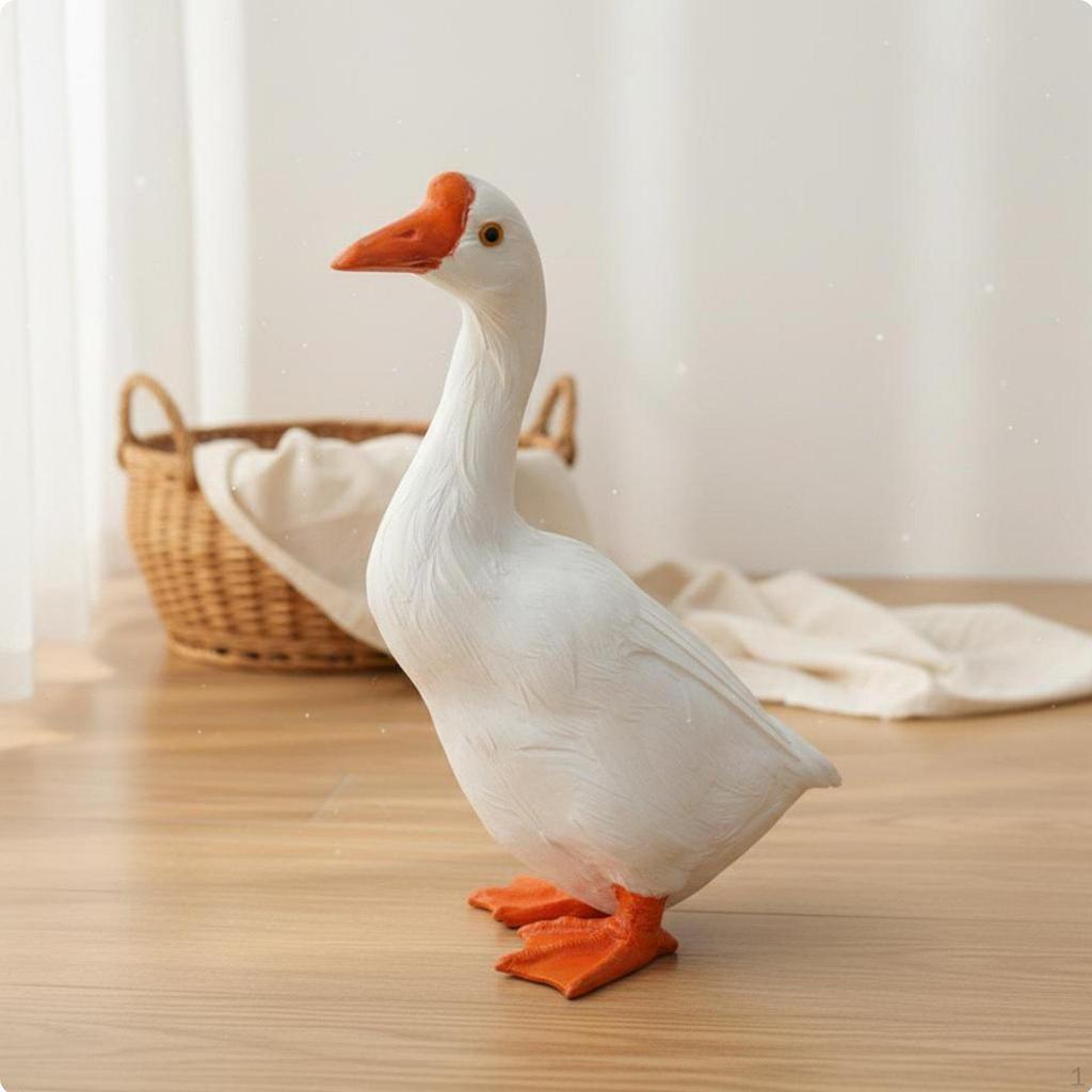 Realistic Goose Figurine Real Feathered Model House Decoration for Photographers, Photography,