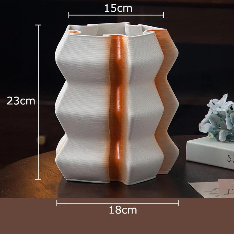 Wave Striped Ceramic Vase Creative Plant Pot Table Decoration Ornaments Flower Arrangement Floral Vases Room Aesthetic Decor