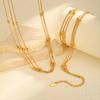 Trendy Three Layer Bead Chain Necklace, Stainless Steel 18k Gold Plated Bead Bracelet, Minimalist Dainty Jewelry for Women Gift