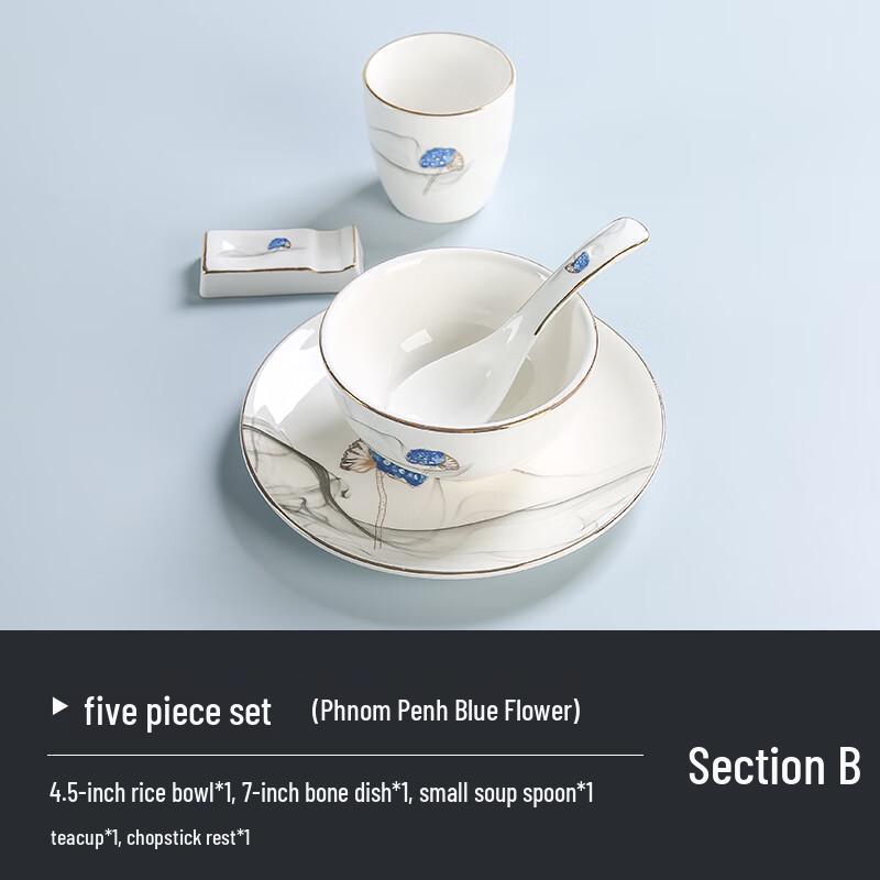 Chinese Gold-Rim Ceramic Dinnerware Set