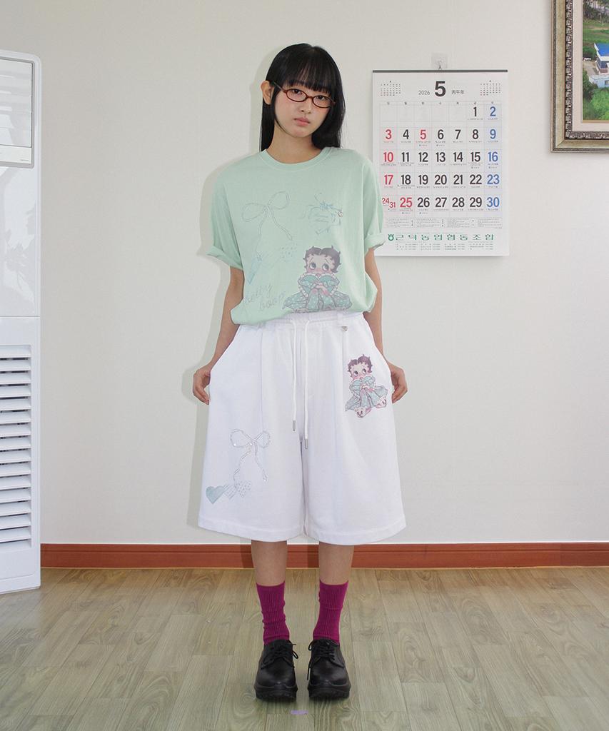 RONRON Betty Boop Dreamy Ribbon Over Fit T Shirt Mint