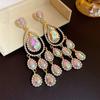 Exaggerated Design Dangle Earrings Colored Crystal Tassel Earrings  Women's Jewelry