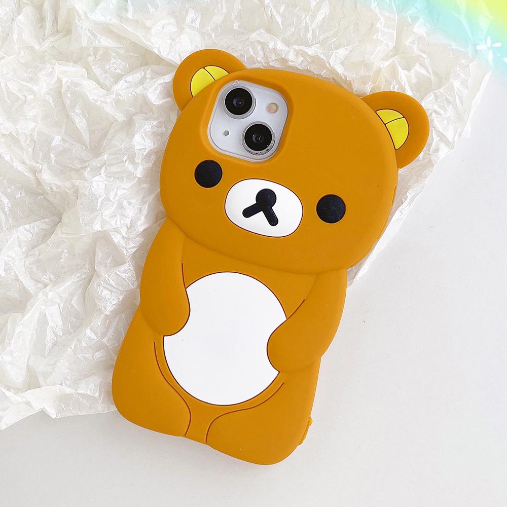 3D Cartoon Bear & Plum Blossom Cat Paw Silicone Case for iPhone 16/15/14 Pro Max