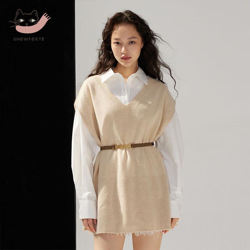 

Sinuofude 100% Cashmere V-Neck Sleeveless Sweater Vest One Size