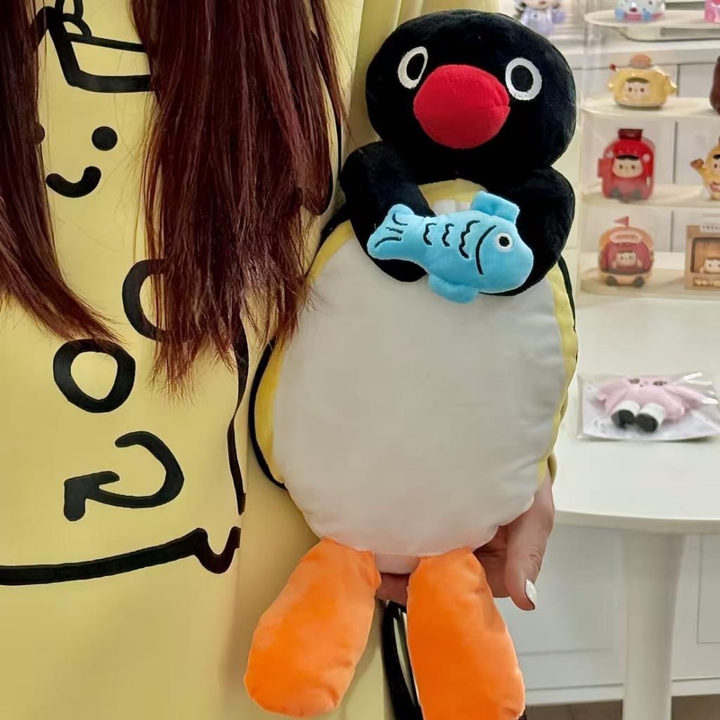 Women Funny Backpack Girl Penguin Cute Cartoon Plush Shoulder Bag