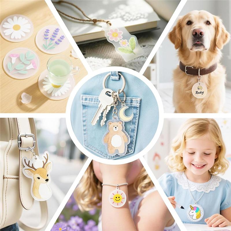 Shrink Plastic Sheets 142PCS Kit-16PCS 7.9" X 5.7" Shrink Paper For Phone Charms, Mini Crafts, For Kids, Teens& Adults