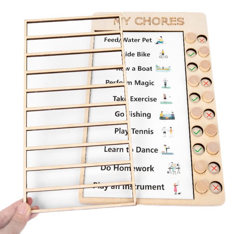 Children's Wooden Educational Check-In Board: Develop Good Habits and Self-Discipline