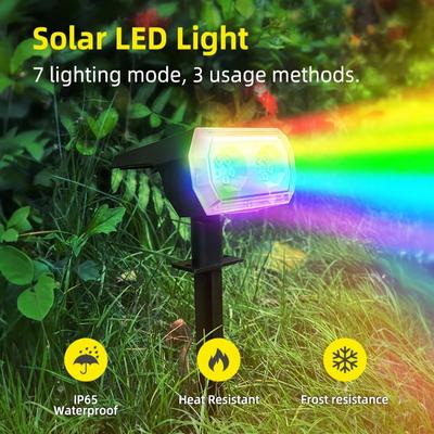 1500mAh Açık Hava Güneş Enerjili Işıklar 10 Led Su Geçirmez Renkli Güneş Enerjili Çim Işığı Duvar Lambası 7 Renk RGB Manzara Spot Işıkları