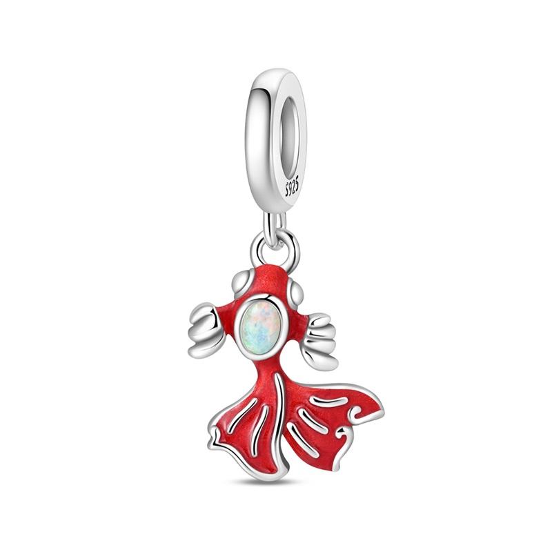 100%Stering Copper Ocean Series Charms Beads Fish Lobster Crab Starfish Pendant Fit Original Bracelet Diy For Women Jewelry