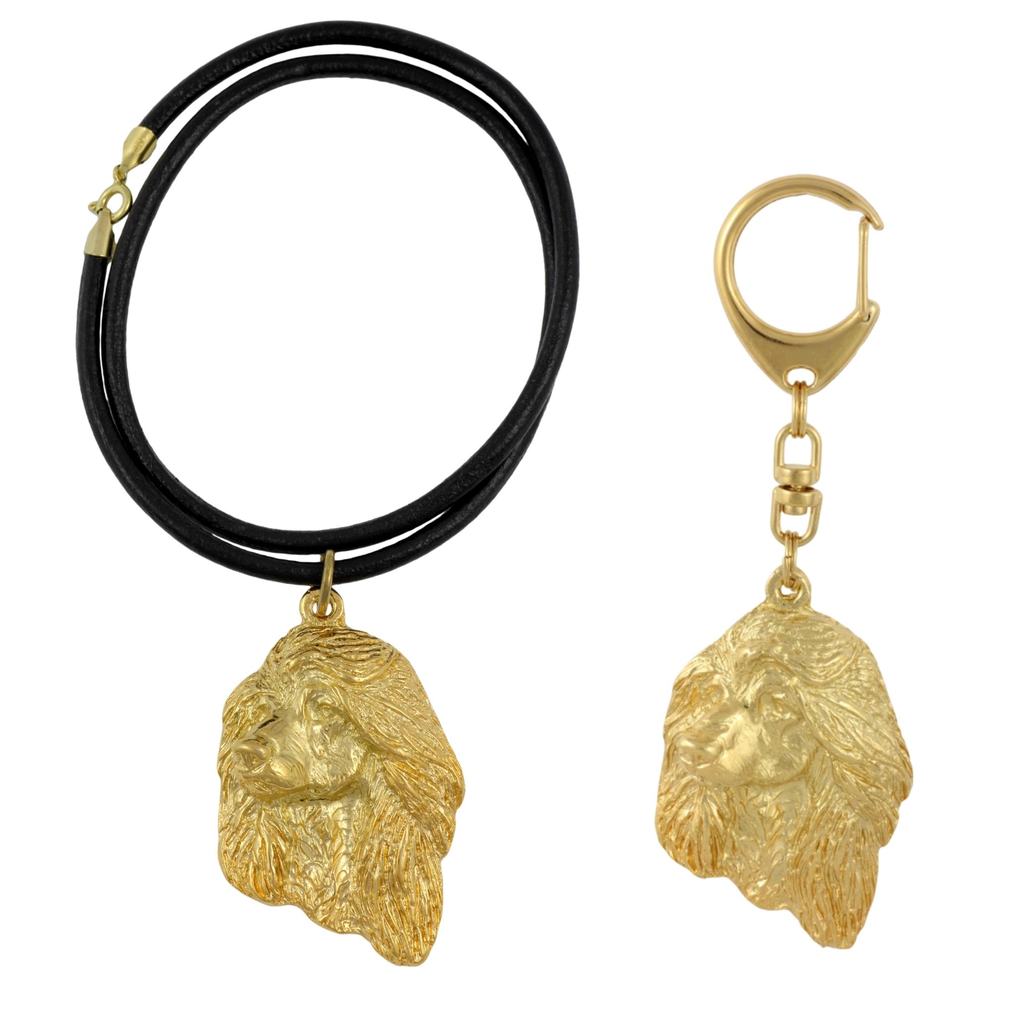 Levriero afgano, Tazi I - portachiavi e collana con cane in scatola, prodotto placcato oro di alta qualità, marchio Art-Dog argento