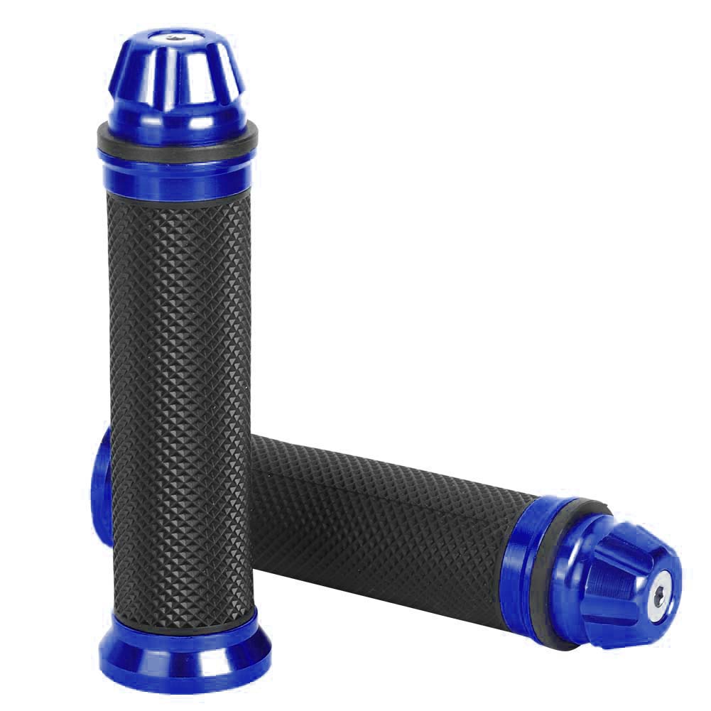 Motorcycle CNC Aluminum Rubber Handlebar Hand Grips for 7 8 Handle Bar Bike Bicycle Blue