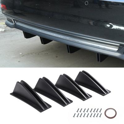 4pcs Car Modification Universal Rear Spoiler Shark Fin Bumper Chassis Spoiler Split Diffuser Car Decorative Accessories