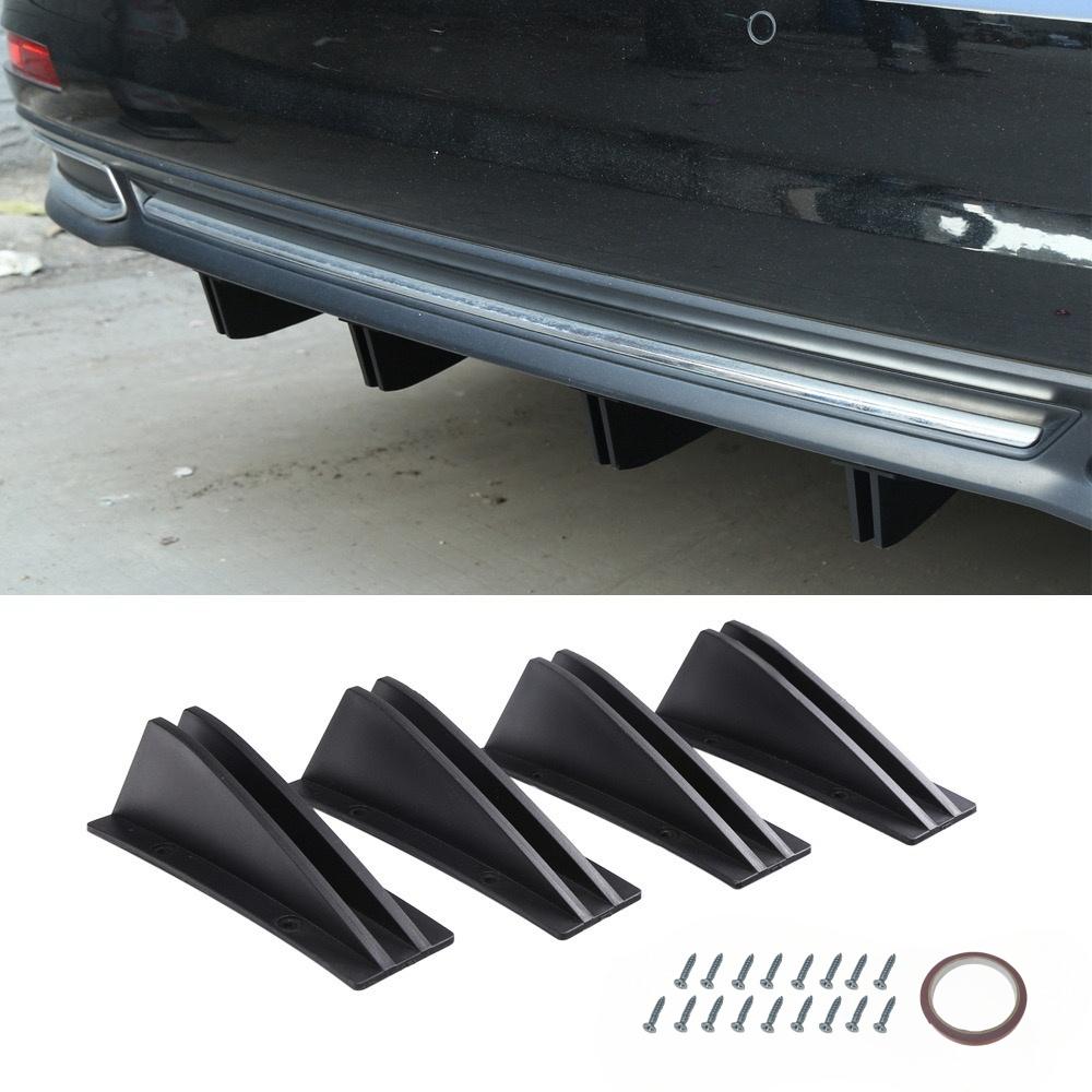 4pcs car modification universal rear spoiler shark fin bumper chassis spoiler split diffuser car decorative accessories
