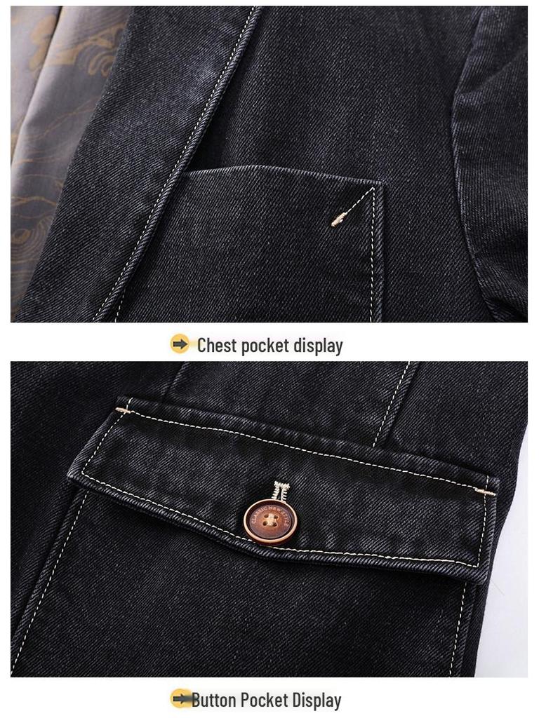 Herren British Style Baumwoll-Denim Freizeit Anzugjacke - Frühjahrs-/Herbstkollektion