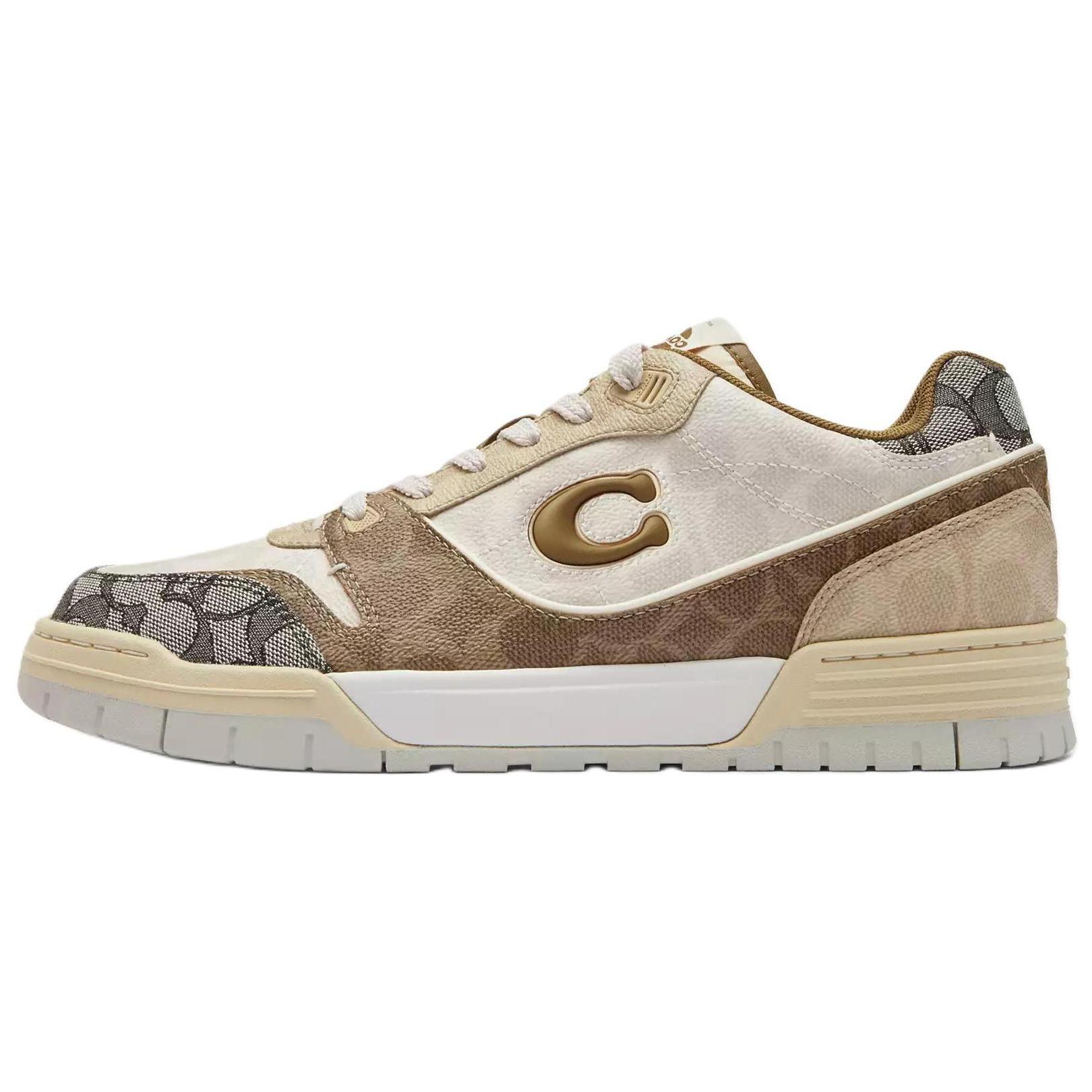 

Coach Soho Canvas Fabric Synthetic Leather Logo Jacquard Round Toe Lace-Up Low-Top Sneakers Men sneakers Brown CCN55-L38 40