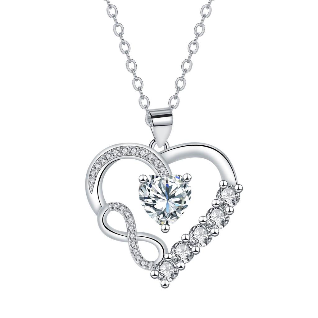 Infinity Heart Diamond Necklace for Women - European and American Style