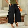 Women's Fashion Color Elastic High Waist Wide Leg Loose Casual Pants
