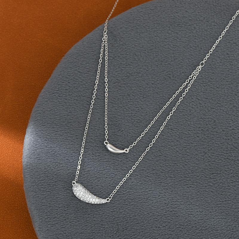New 925 Sterling Silver Double-Layer Zirconia Necklace: Minimalist Choker—Perfect Birthday Gift for Women, Exquisite Jewelry
