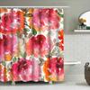 Watercolor Floral Shower Curtain Pink Red Orange White Leaves Design for Bathroom Decor Modern Home Decoration 69x72 inches (175