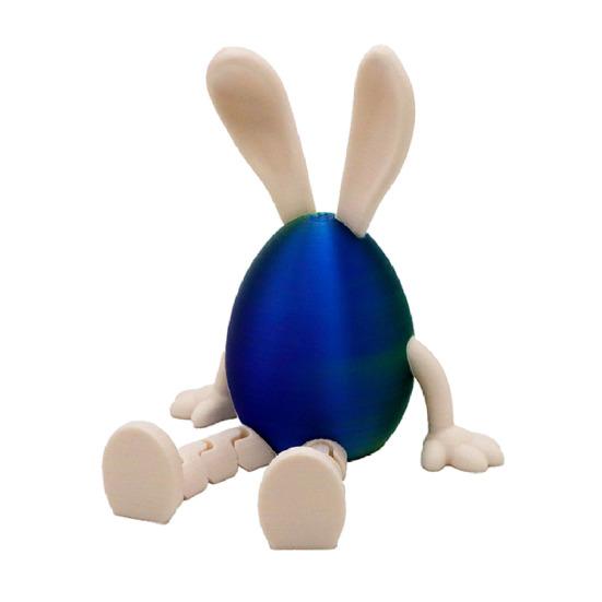 Easter Egg Figurine with Articulated Legs 3D Printed Movable Joints Rabbit Ear Egg Fidget Toy Holiday Party Decoration Ornament