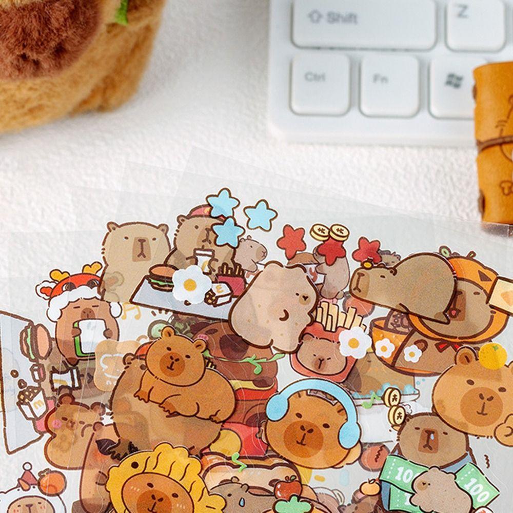 6 Pcs/Bag Creative Capybara Hand Ledger Stickers Cute Capybara Sticker Bag  Journal