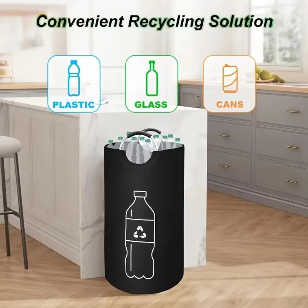 82L Empty Bottle Storage Basket With Aluminum Handle Folding Wastewater Bottle Collector Bag Large Capacity Garbage Bin