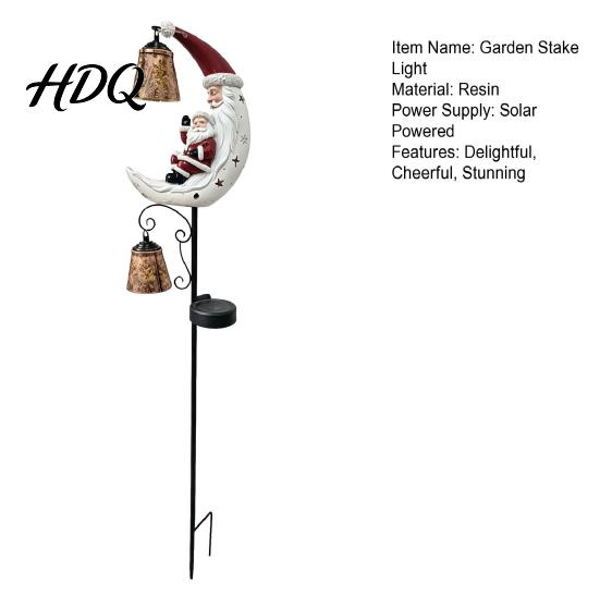 Festive Holiday Pathway Decorations Solar Christmas Santa Claus Moon Garden Stake Light Waterproof Crescent Outdoor Ground Inserted Night Lights LED