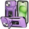 For iPhone 15 Case Camshield Kickstand TPU+PC Anti-Slip Phone Cover