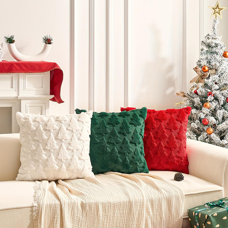 Christmas Tree Pillow Cover Christmas Plush Festive Home Decoration Sofa Cushion Pillowcase