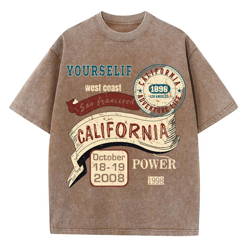 

Женские хлопковые выстиранные футболки тренд круглый вырез потертые футболки California Yourself принт буква короткий рукав летняя одежда 3XL