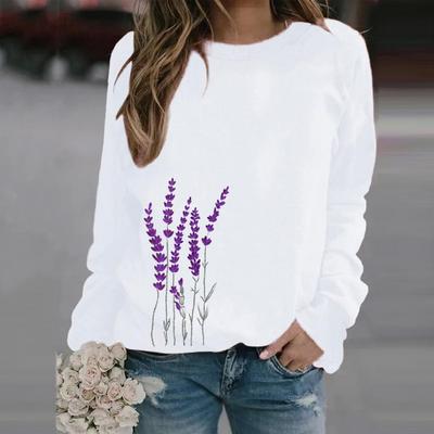 Damen Sweatshirt Floral Print Rundhals Locker Warm Damen Bluse für den täglichen Gebrauch